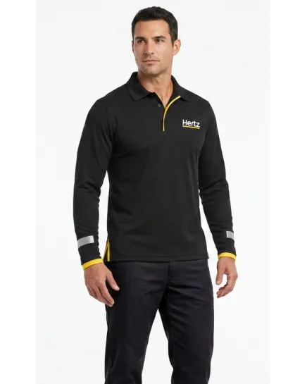 Polo manches longues - Noir - Homme